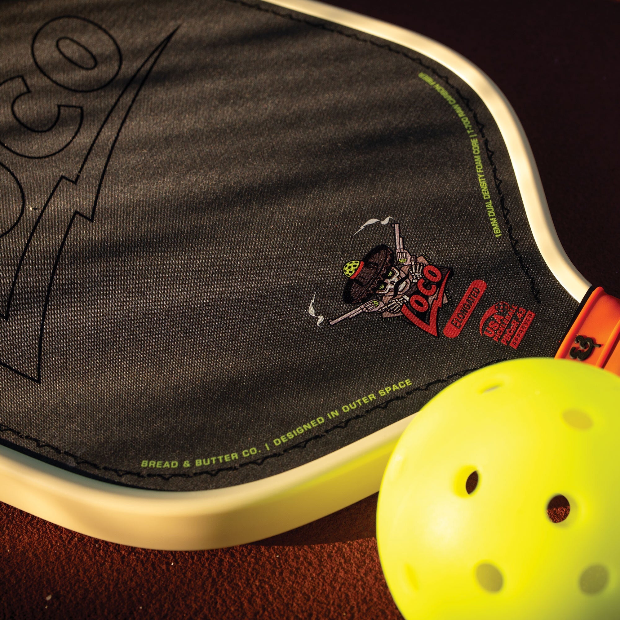 Bread and Butter The Loco 16mm Pickleball Paddle - Elongated - Black