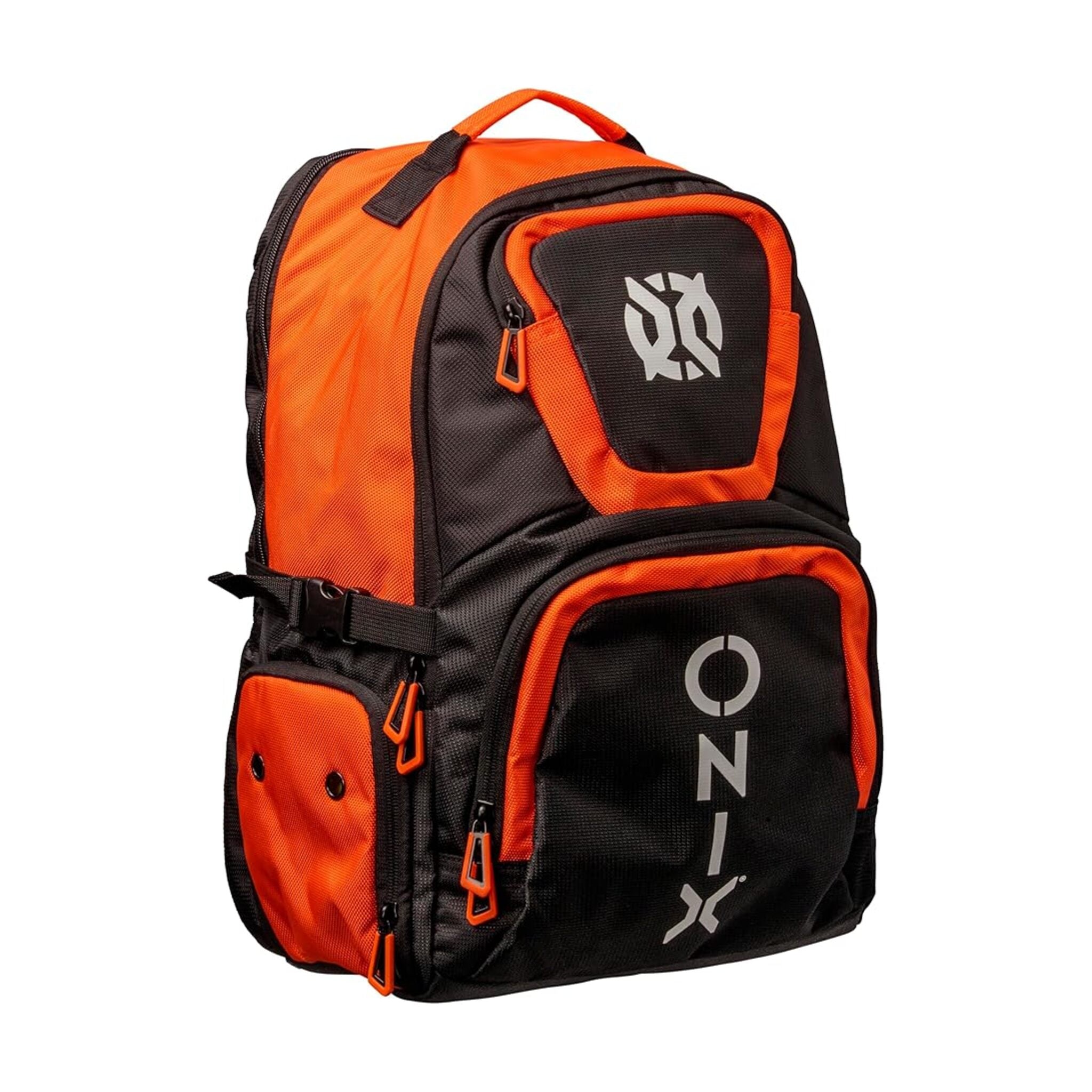 Orange and black Onix Pro Team Backpack on a white background