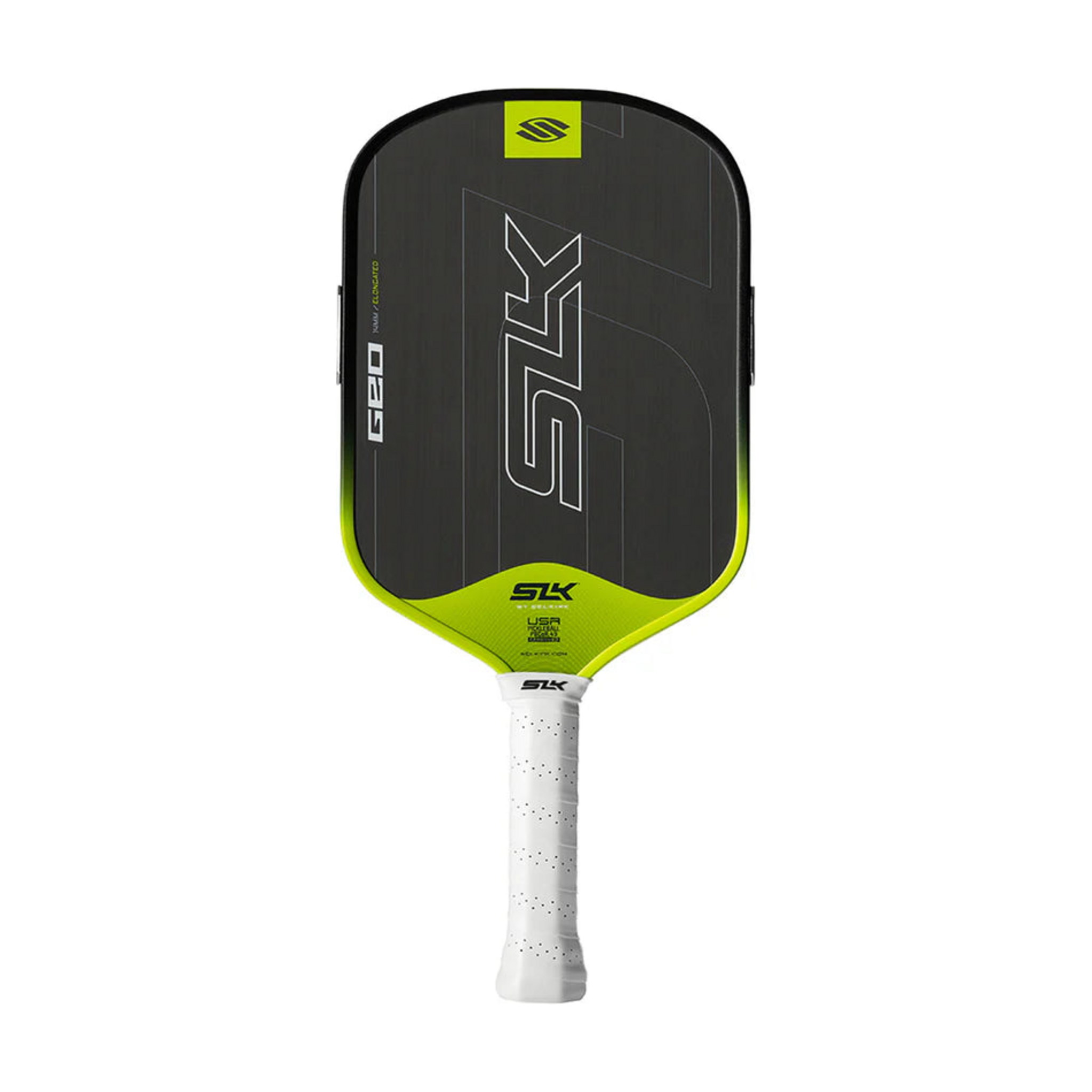 SLK Geo Elongated pickleball paddle on a white background