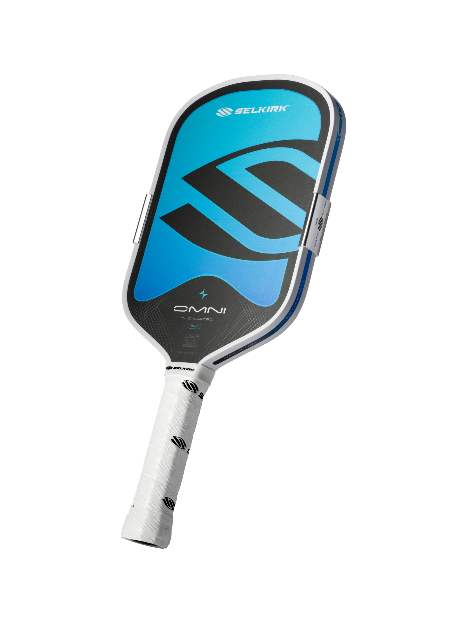 Selkirk OMNI Elongated Hydro pickleball paddle angled view